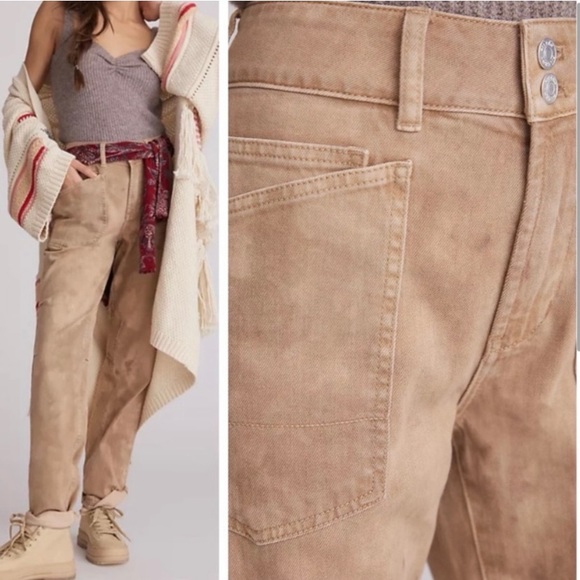 Pilcro Anthropologie Wanderer Relaxed Jeans Bronze Tan Size 29 - Picture 11 of 11